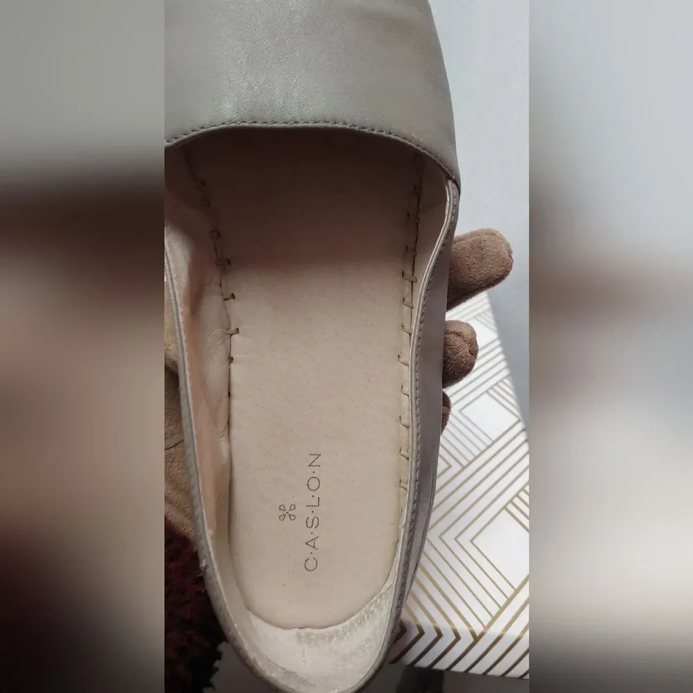 Caslon Gray Tige En Cuir Leather Upper Slip On Platform Espadrille Sz 10